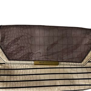 Rachel Roy Blue Striped Embossed Clutch. Gently used